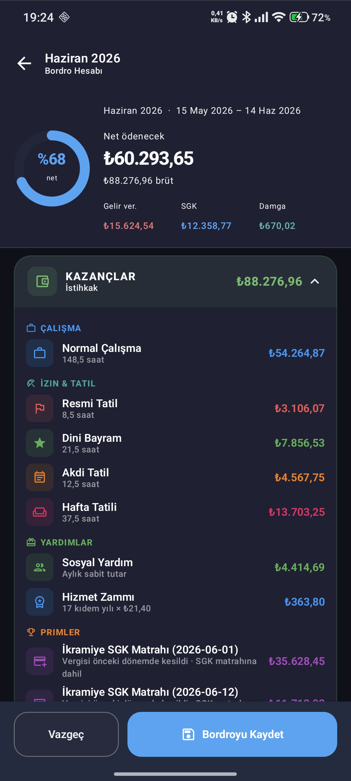 Kazançlar detayı